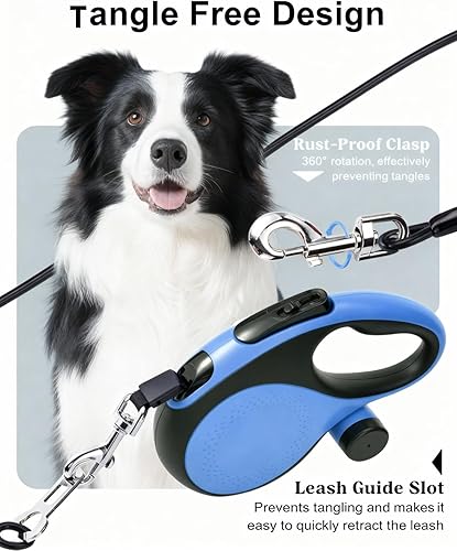 Miniatura 7 de Correa retráctil para perro con cable a prueba de mordidas, correa resistente de 26 pies para perros medianos y grandes de hasta 110 libras, freno