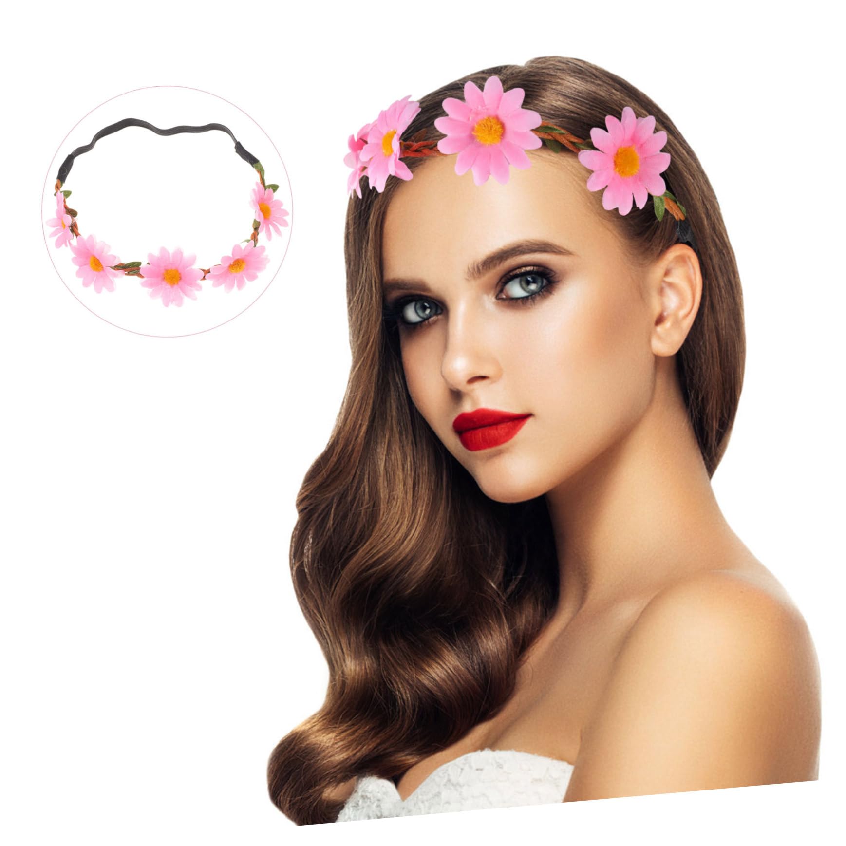 Healeved 20piezas Guirnalda De Flores Artificiales Para Cabello De Margaritas Ajustables Para Mujeres Accesorio Para Bodas Fiestas y Festivales