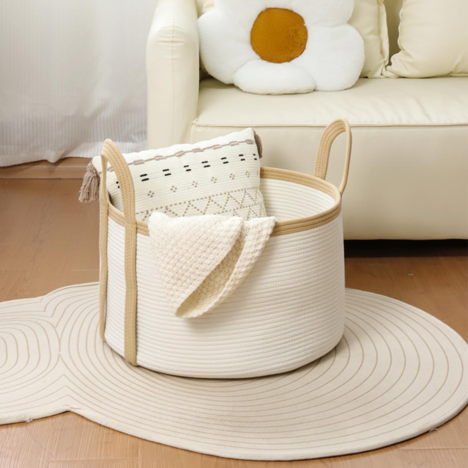 Panier de rangement pour chambre et salle de bain danpinera en coton
