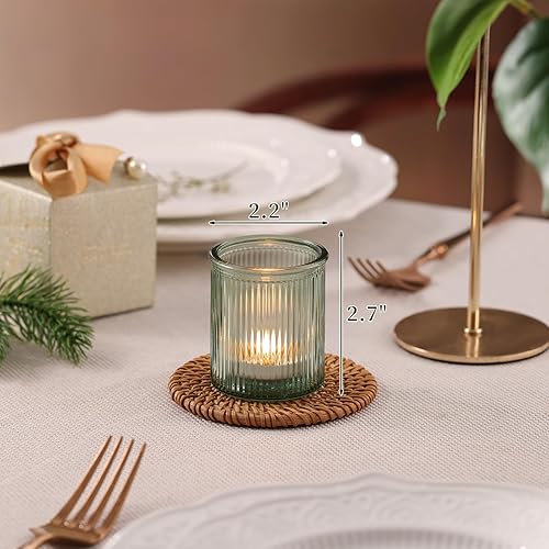 Miniatura 2 de 8 portavelas votivas verdes acanaladas, portavelas de cristal para velas de té, candelabros verdes para centro de mesa, bodas, despedidas de soltera
