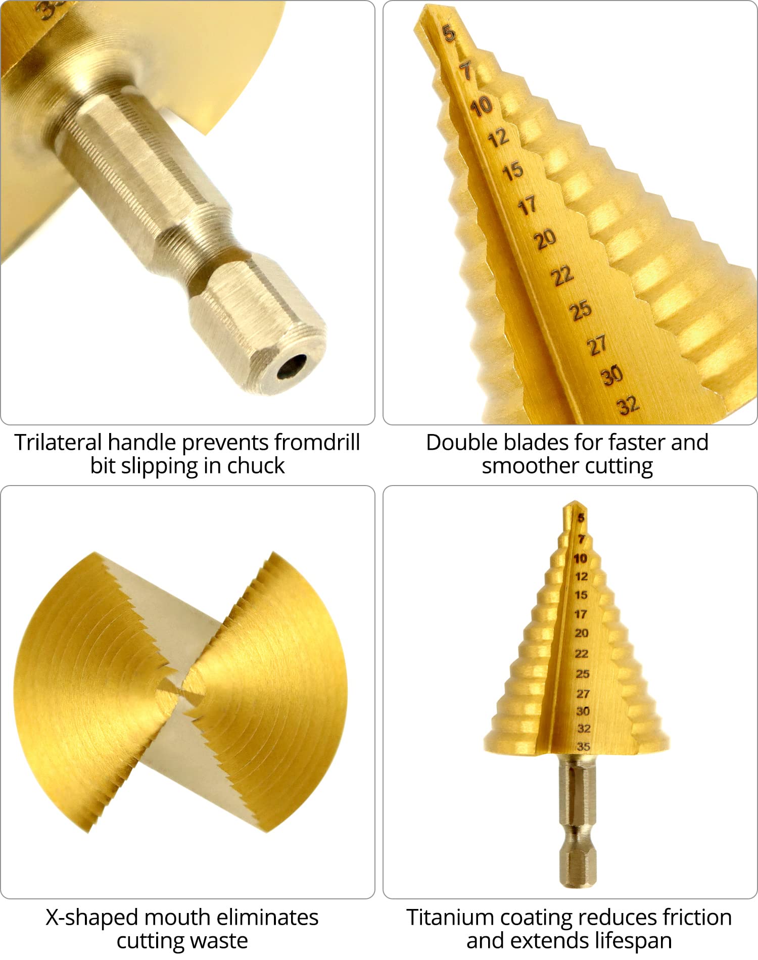 SICWOOD Set 5 Punte Per Fresa Per Cava A L (Rabbit) 1/4" Gambo, 5 Cuscinetti, Diametro Taglio 1-1/4"