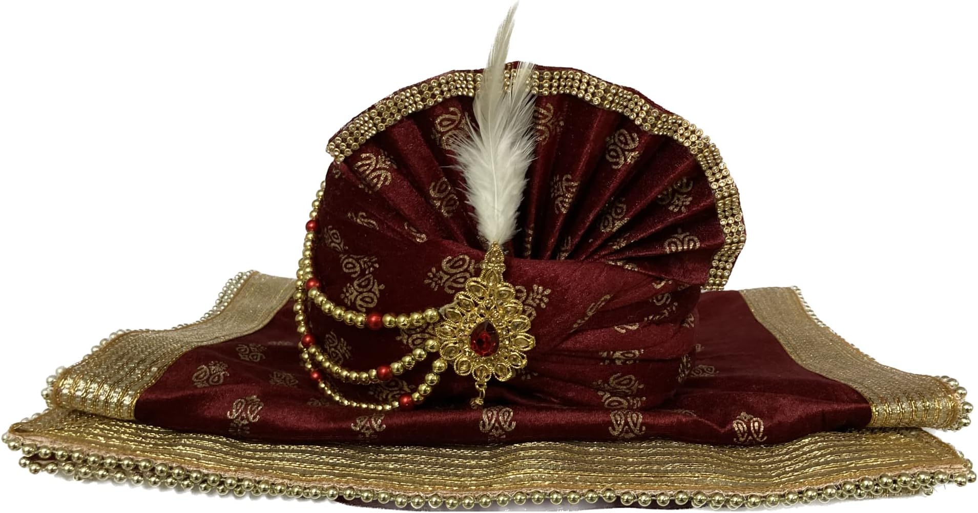 GenericAcquire Trend Fancy Traditionol Dullha Pagdi With Stall combo for Wedding Kalangi/sehra/safa for Groom Red(combo)