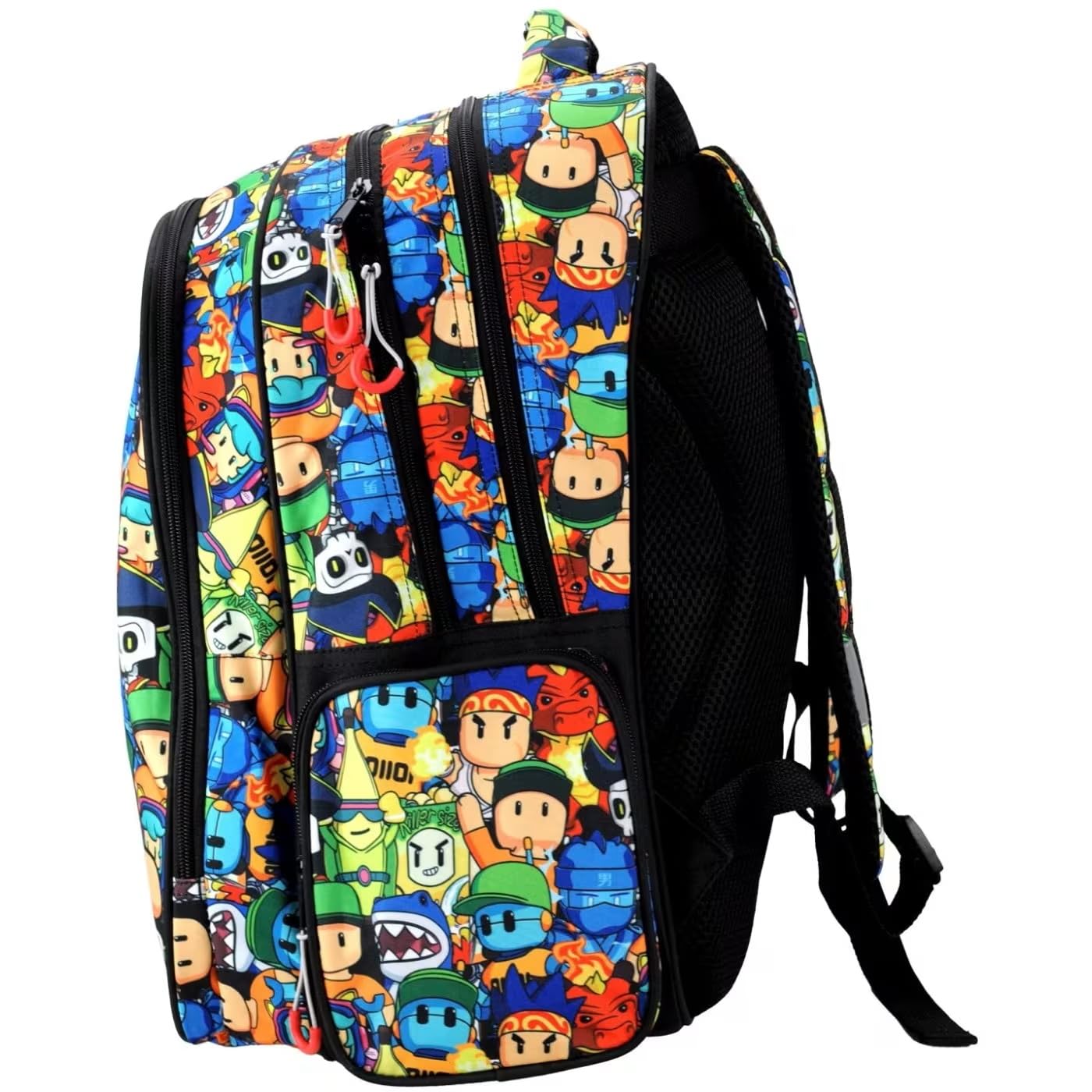 PRESTIGE & DELUXE Zaino Scuola Stumble Guys Tondo 3 Scomparti zip per bambini primaria media + Set scrittura e portachiave personaggio