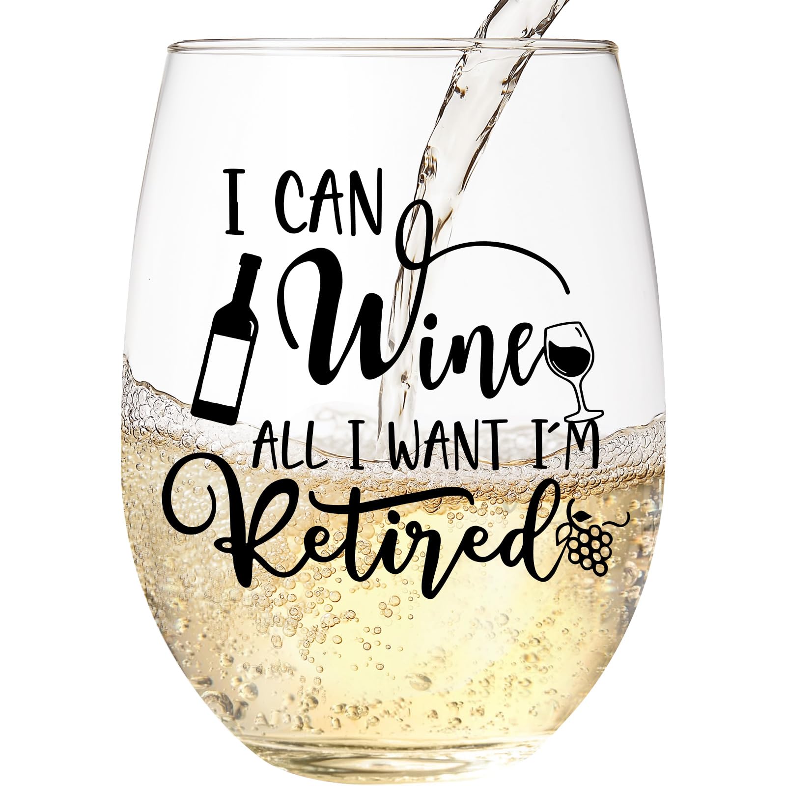 Copa de vino de regalo de jubilación para mujer, regalos humorísticos para mamá jubilada, tía, amiga, compañeros de trabajo, marido y padre, regalo ideal para los amantes del vino, copa de vino sin