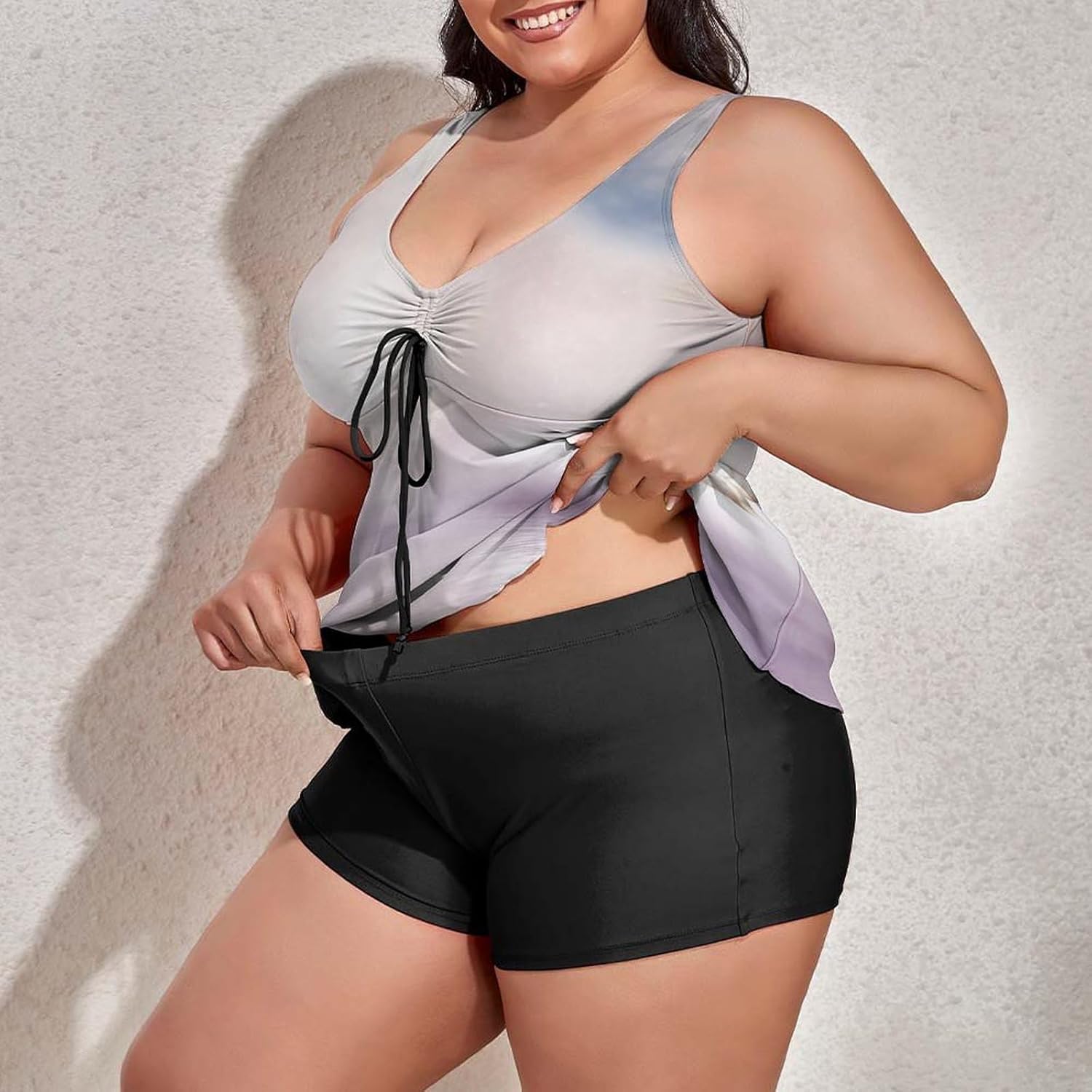 Plus Size Swim Dress Galaxy Universe Nebula 2 Piece Tankini Swimsuit Womens Bathing Suit with Top/Boyshorts