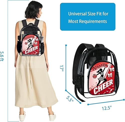 Miniatura 2 de Mochila transparente para niñas, mochila escolar personalizada con nombre de animadora para adolescentes, niños, mujeres y estudiantes