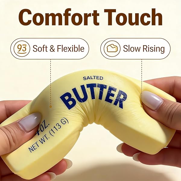 Slow Rebound Cute Butter Squeeze Stress Balls - 2026 New Squeeze Ball Realistic Butter Squishy, Upgrade Stress Relief Fidget Toys for Anxiety Relief Hand Relax (Large 1Pc) - 5