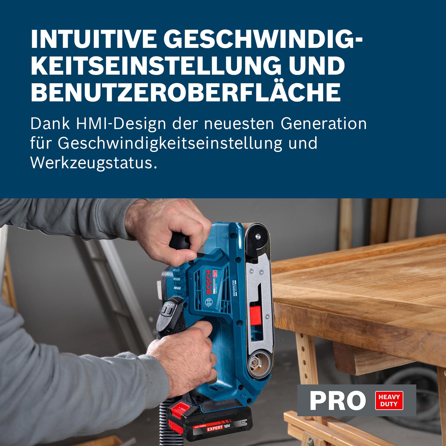 Bosch PRO 18V System Akku-Bandschleifer GBS18V-75 (inkl. 80er Gitterschleifband, Staubbeutel)