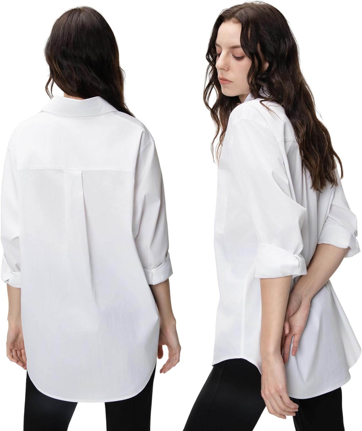 Women's Button Down Shirts Work Office Business Blouses Soft Casual Oversized Style Boyfriend Tops with Pockets