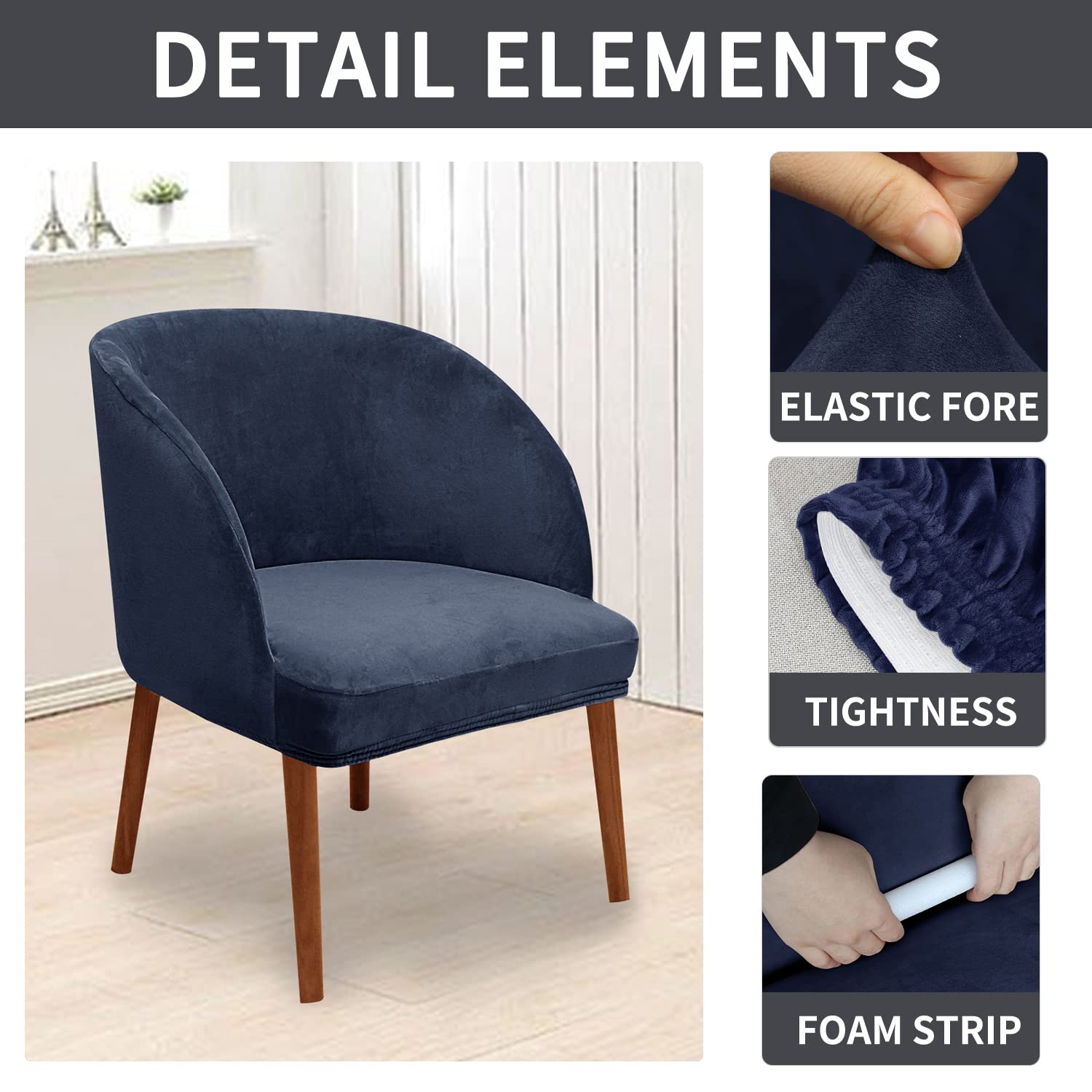 Coprisedia In Velluto Elasticizzato Morbido, Perfetto Per Proteggere Il Tuo Divano E Poltrone Da Macchie E Peli Di Animali (Blu Navy, Taglia M) - 2