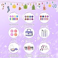 Vista 2 de GirlsHome Juego de maquillaje para niños para niña, 56 piezas, cosméticos reales lavables, juguetes congelados no tóxicos, kit de maquillaje