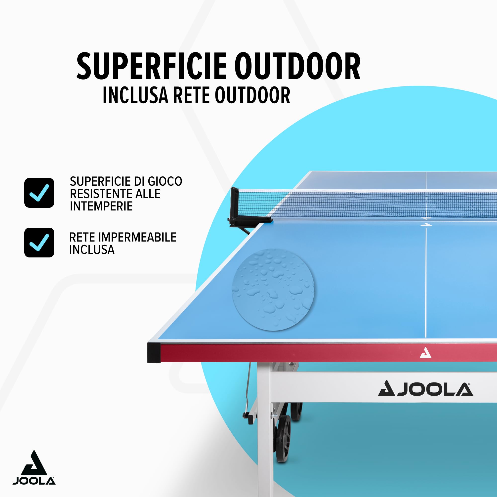 Joola 11650 Aluterna - Tavolo da ping pong professionale per esterni, resistente alle intemperie, 6 mm, superficie composita in alluminio e plastica, base pieghevole