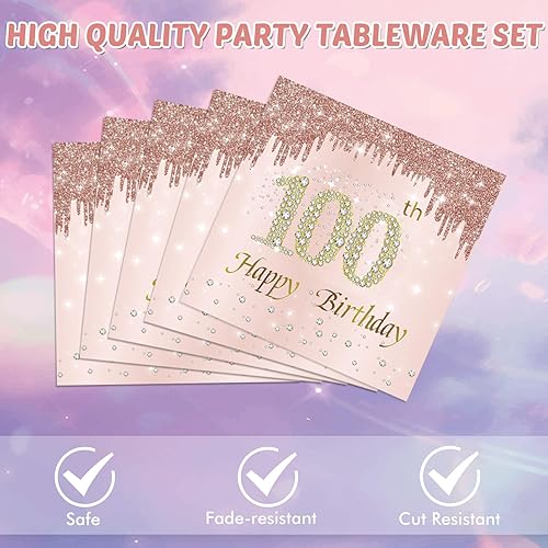 Miniatura 46 de Juego de 40 platos y servilletas de 40 cumpleaños para mujeres, juego de vajilla desechable para fiesta de 40 años de edad para decoración de 40º