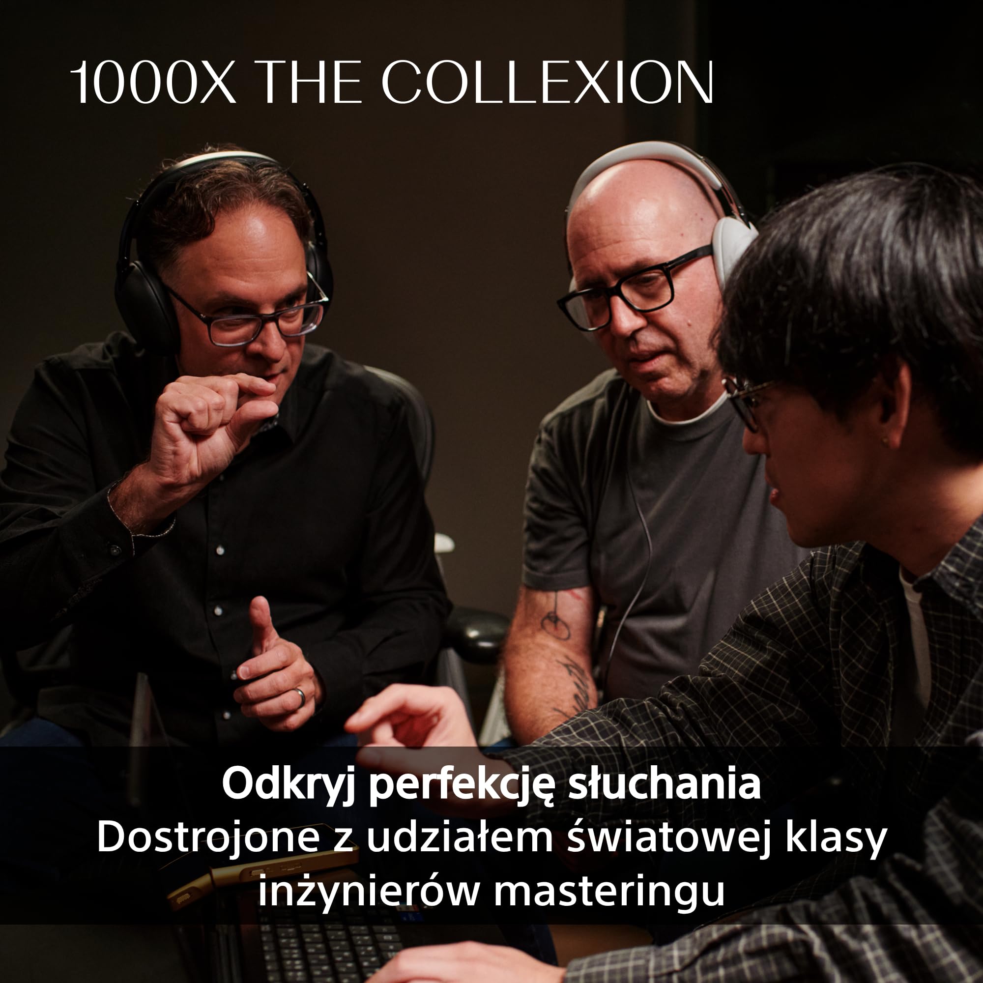 SONY 1000X THE COLLEXION Luksusowe bezprzewodowe słuchawki nauszne Bluetooth, dźwięk Hi-Res, aktywna redukcja hałasu Premium NC, 360 Spatial Audio, etui, iOS & Android, platynowo-białe, nowy model