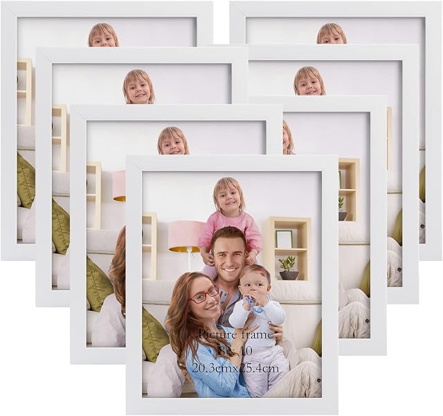 Giftgarden White 8x10 Photo Frame 7 Pack, Modern White 8 by 10 Photo Frames for Wall or Tabletop Display