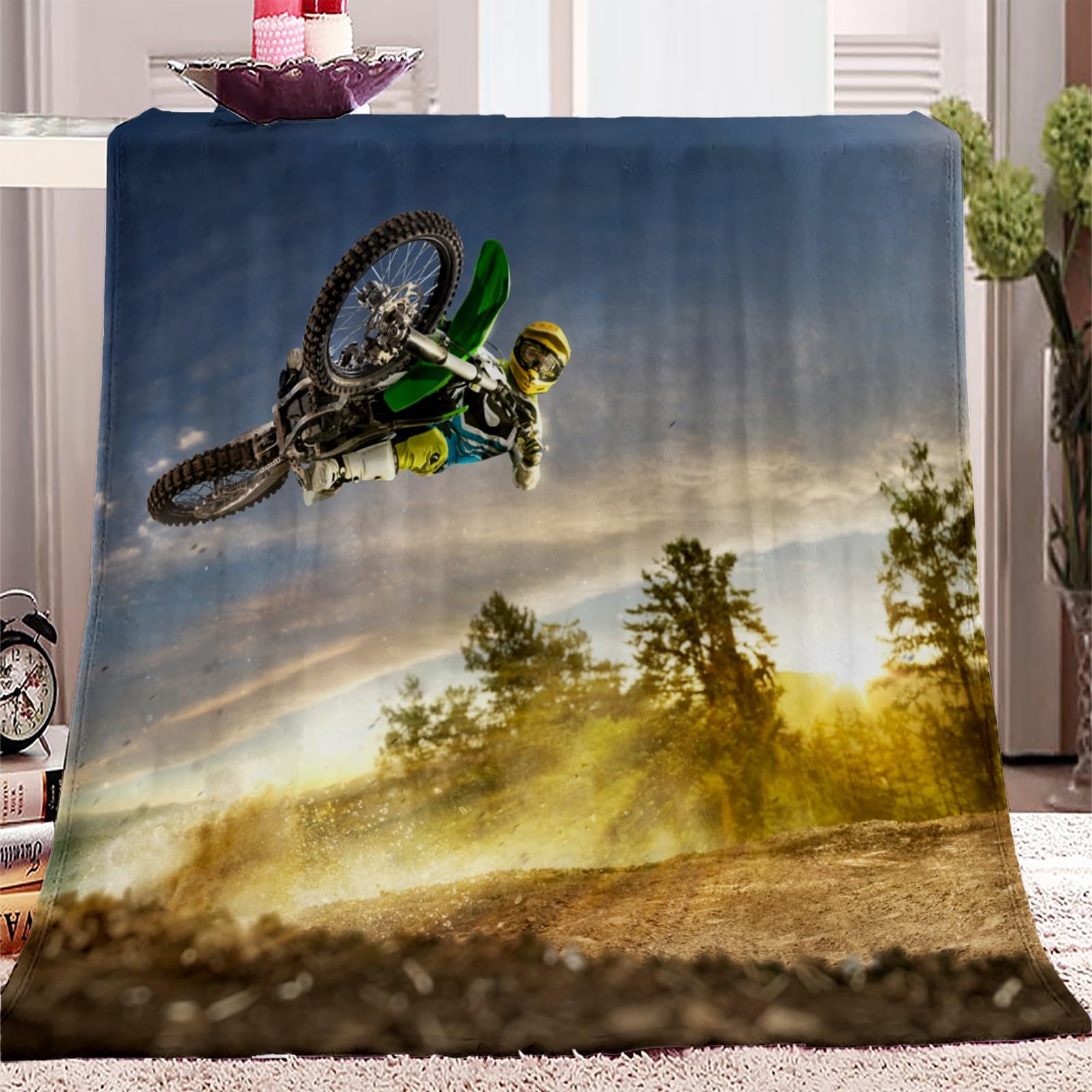 Couverture chaude 180x200 contre le froid en flanelle microfibre moto
