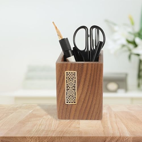 Miniatura 6 de NUOBESTY Soporte para lápices de escritorio de madera, soporte de madera para lápices, soporte multiusos para lápices, olla, suministros de oficina