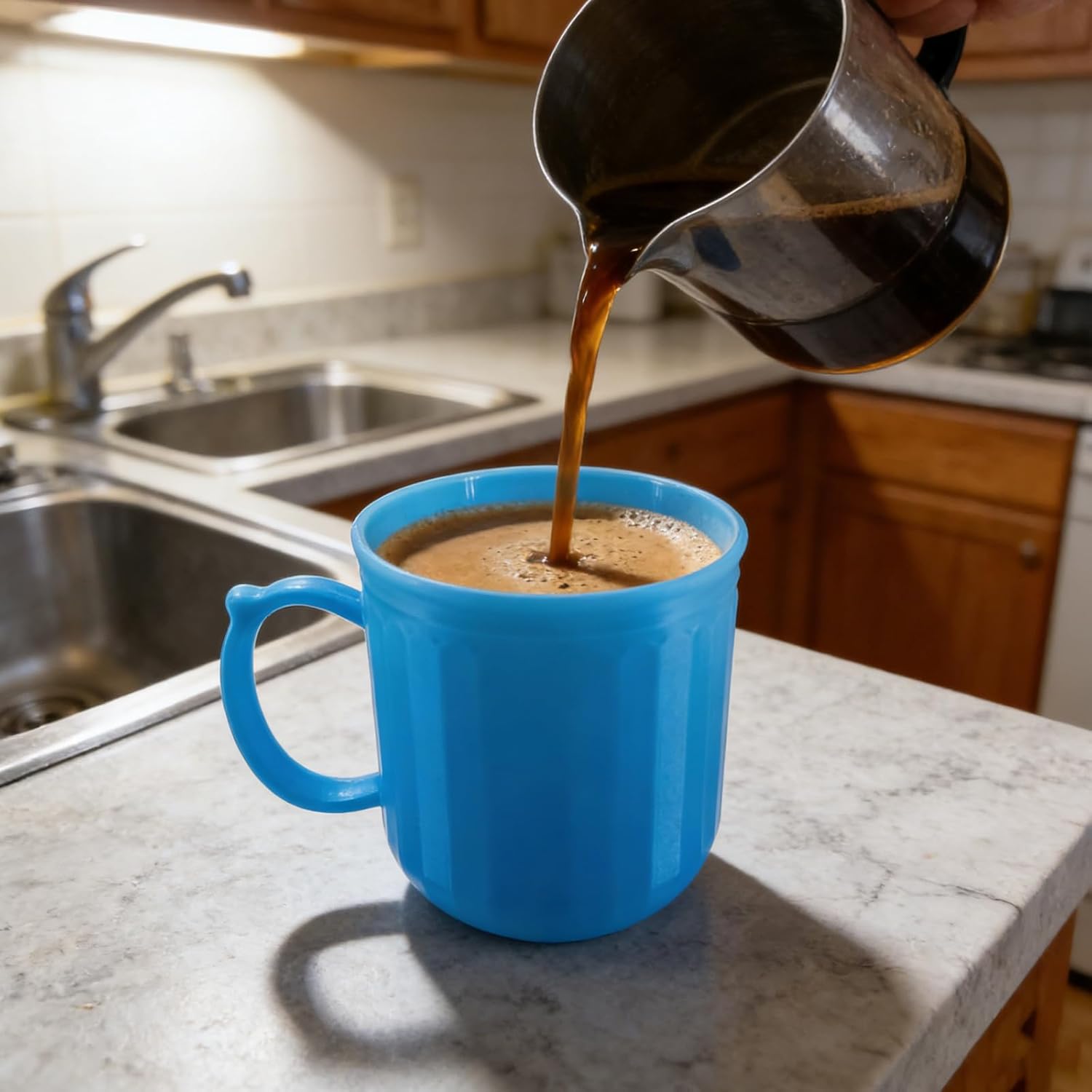 Plastic Coffee Mug 4 set Microwave and Dishwasher Safe - BPA Free Reusable Cups 13 oz - Unbreakable Thick Wall Bulk Coffee Mugs for Kids Kitchen Home Outdoor Camper Nautical - Image 4