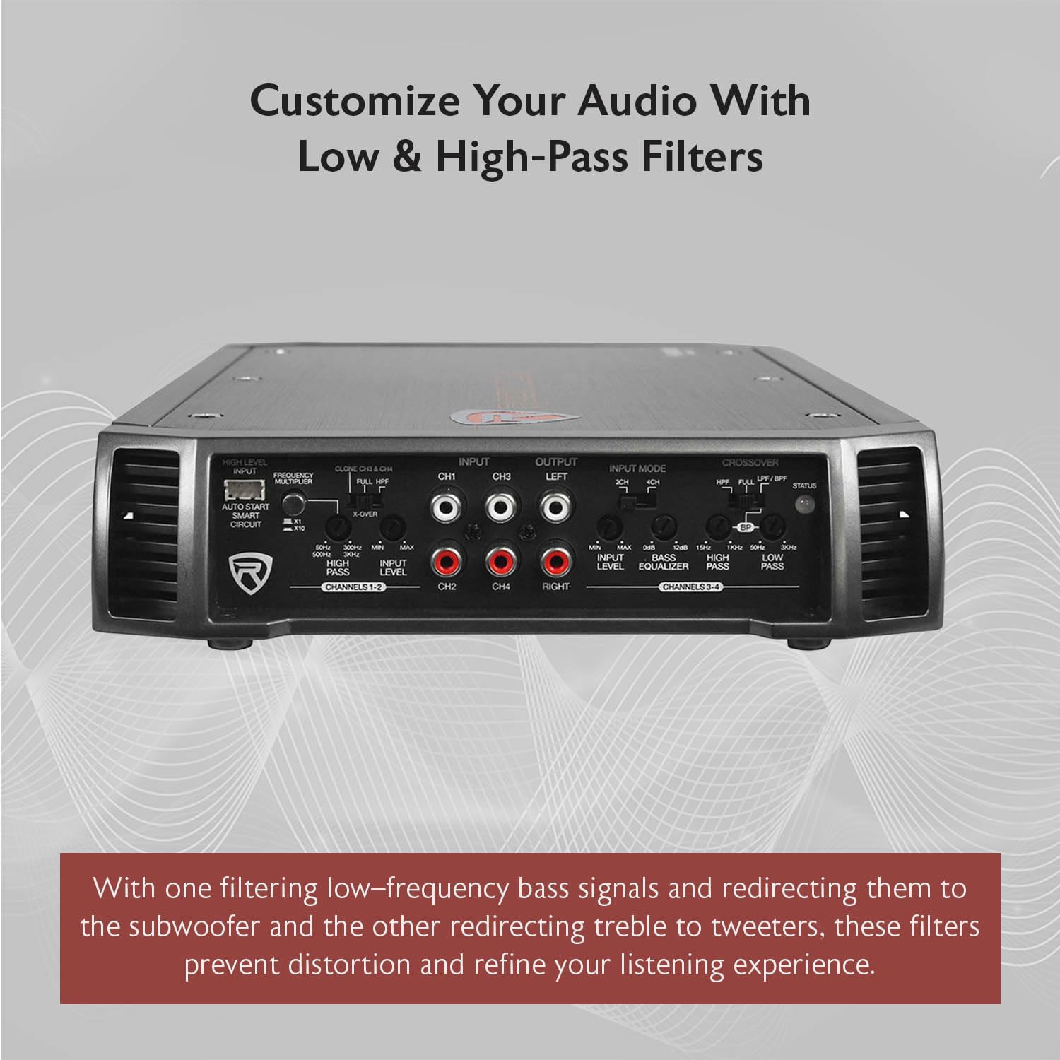 Rockville RXA-F1 1600W 4-K Auto Verstärker, Dyno-zertifiziertes RMS, MOSFET Netzteil, ELNA Kondensatoren, Klasse A/B, perfekt für Car Audio und Subs