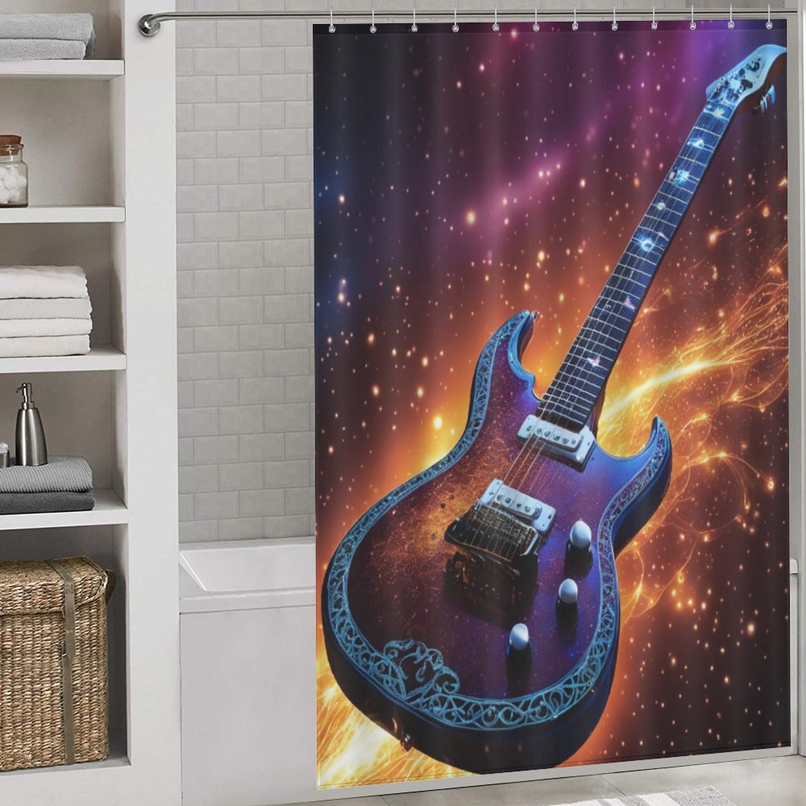 Rideau de douche guitare lavable pour stopper les éclaboussures et l'humidité