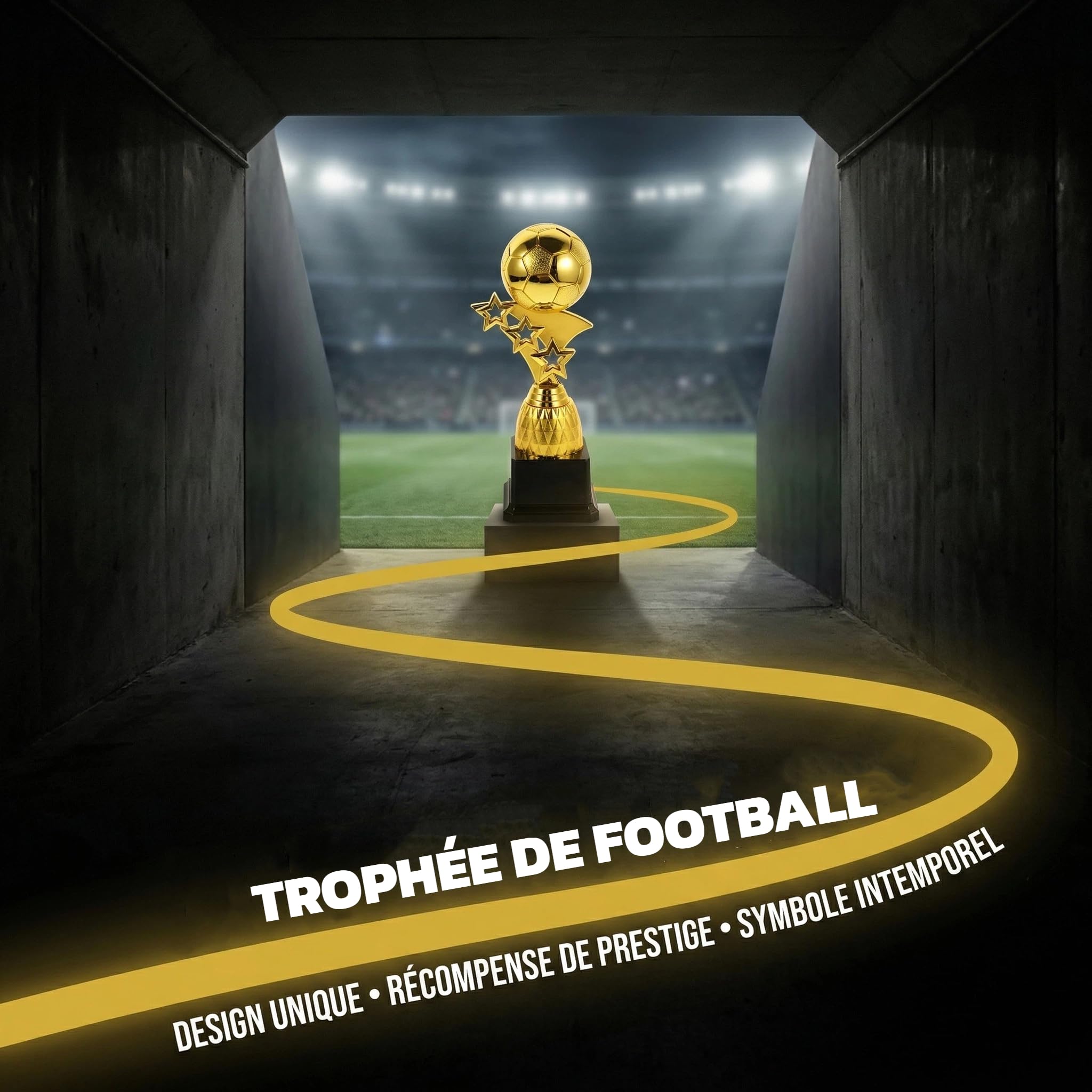 Toyvian Trophée Football Coupe du Monde Ballon Doré Design Créatif Récompense Tournois Vainqueur Football Réutilisable, 9,04 x 2,95 x 2,95 Pouces