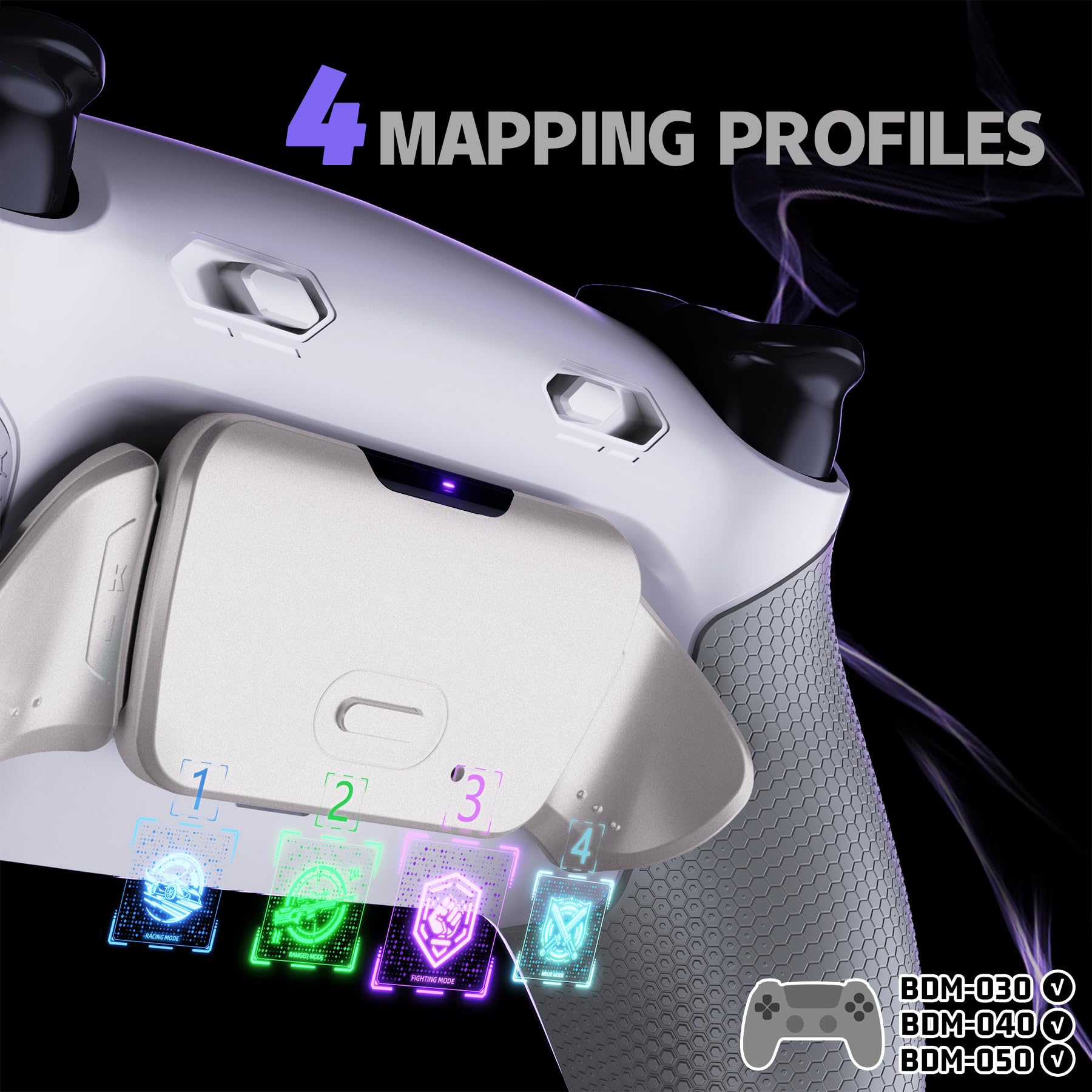 eXtremeRate RISE Plus MAX RMB Tasti Aggiuntivi per ps5 Controller BDM-030/040/050,Palette Posteriori Metallo Clicky Trigger Stop Remap Kit per ps5 Joystick-Senza Controller-Bianco Grigio