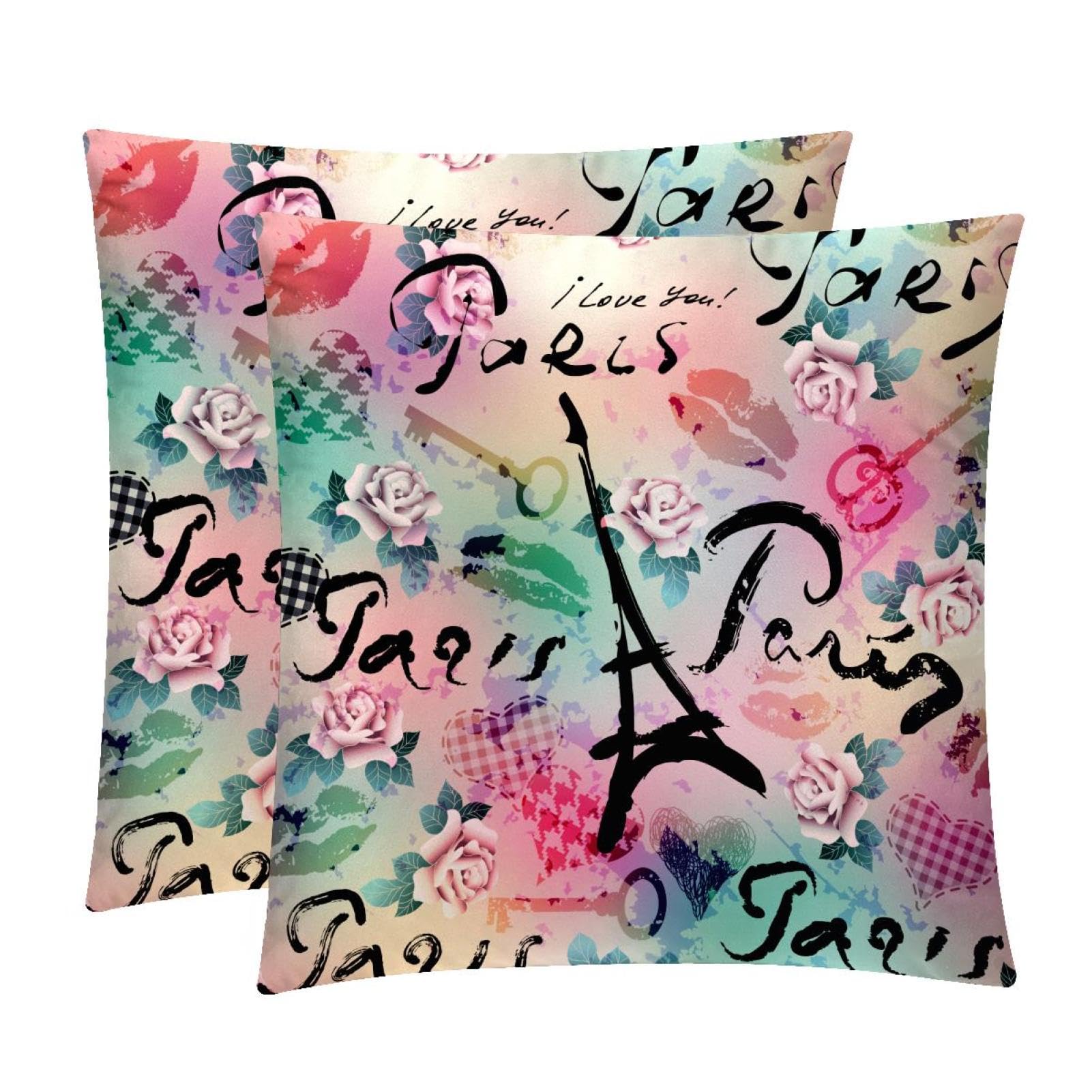 TDGKPZ Eiffel Tower Throw Pillow Covers 2 Pack Cushion Cases Decorative Pillow Cases Home Decor 45x45cm