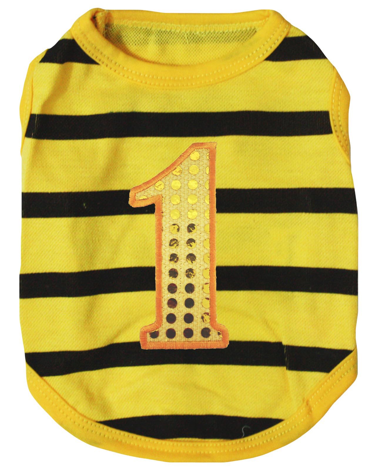 T-shirt pour chien paillettes jaunes rayures noir et jaune taille S