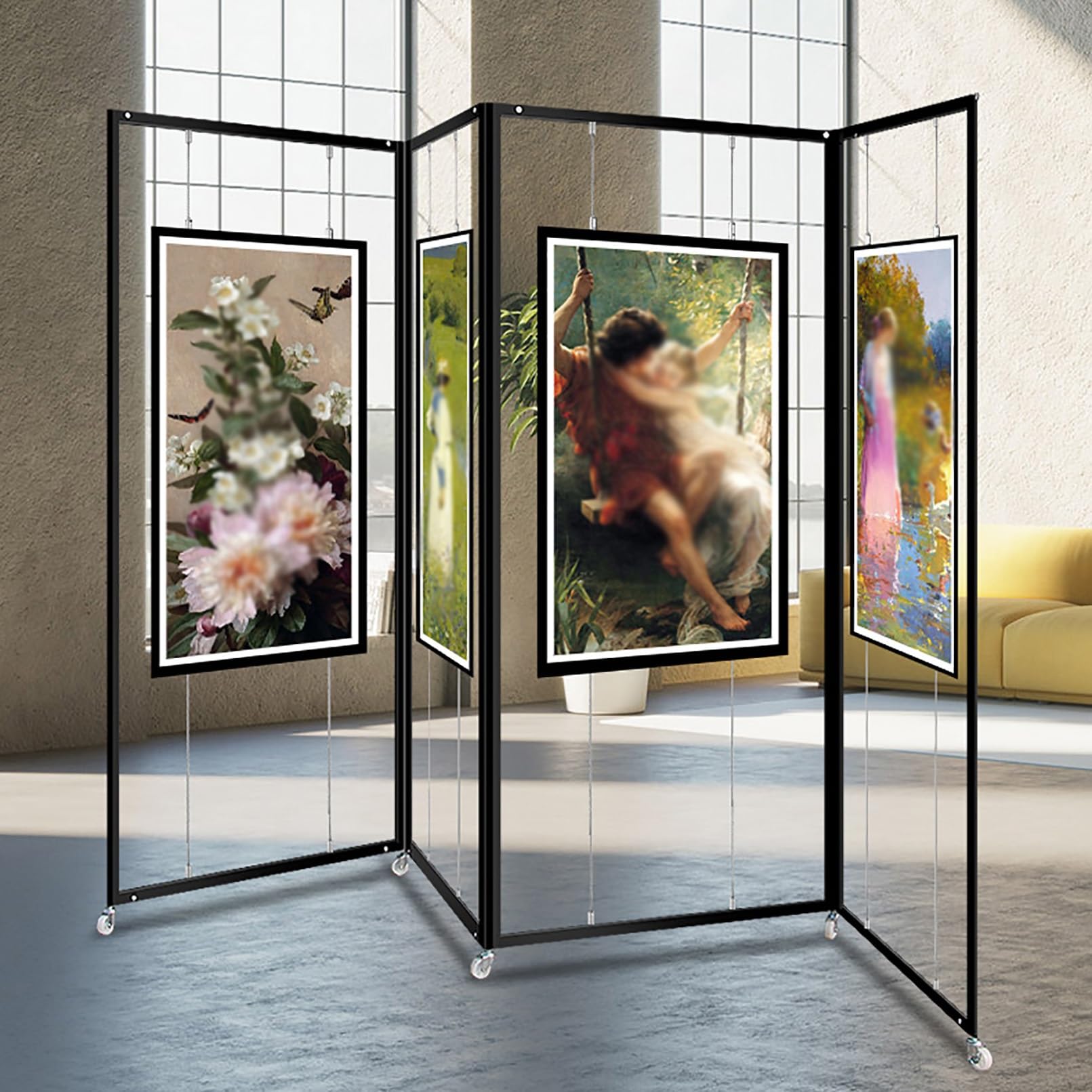 expositores de Aluminio para Arte, 60 x 150 cm (23,6 x 59 Pulgadas), Soporte Independiente para Carteles, Vitrina publicitaria Duradera para Obras de Arte, exposiciones y promociones.