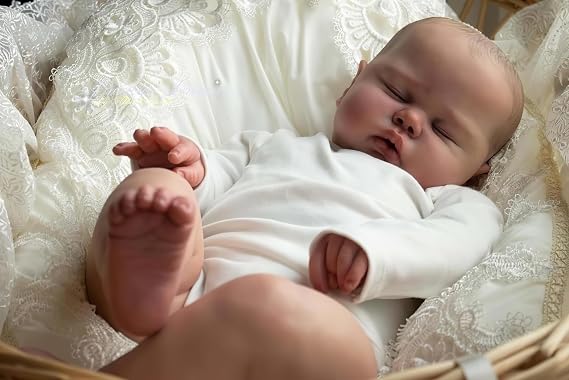 24 Inch Realistic Baby Doll Lifelike Reborn Toddler Dolls- Newborn Toddler Doll with Cloth Body, Sleeping Pose and Hand Painted Hair - Perfect Collectible Gift for Girls