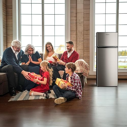 Miniatura 8 de Upstreman Refrigerador de 7.7 pies cúbicos con congelador, puerta doble, termostato ajustable, gran capacidad, columpio de puerta reversible,