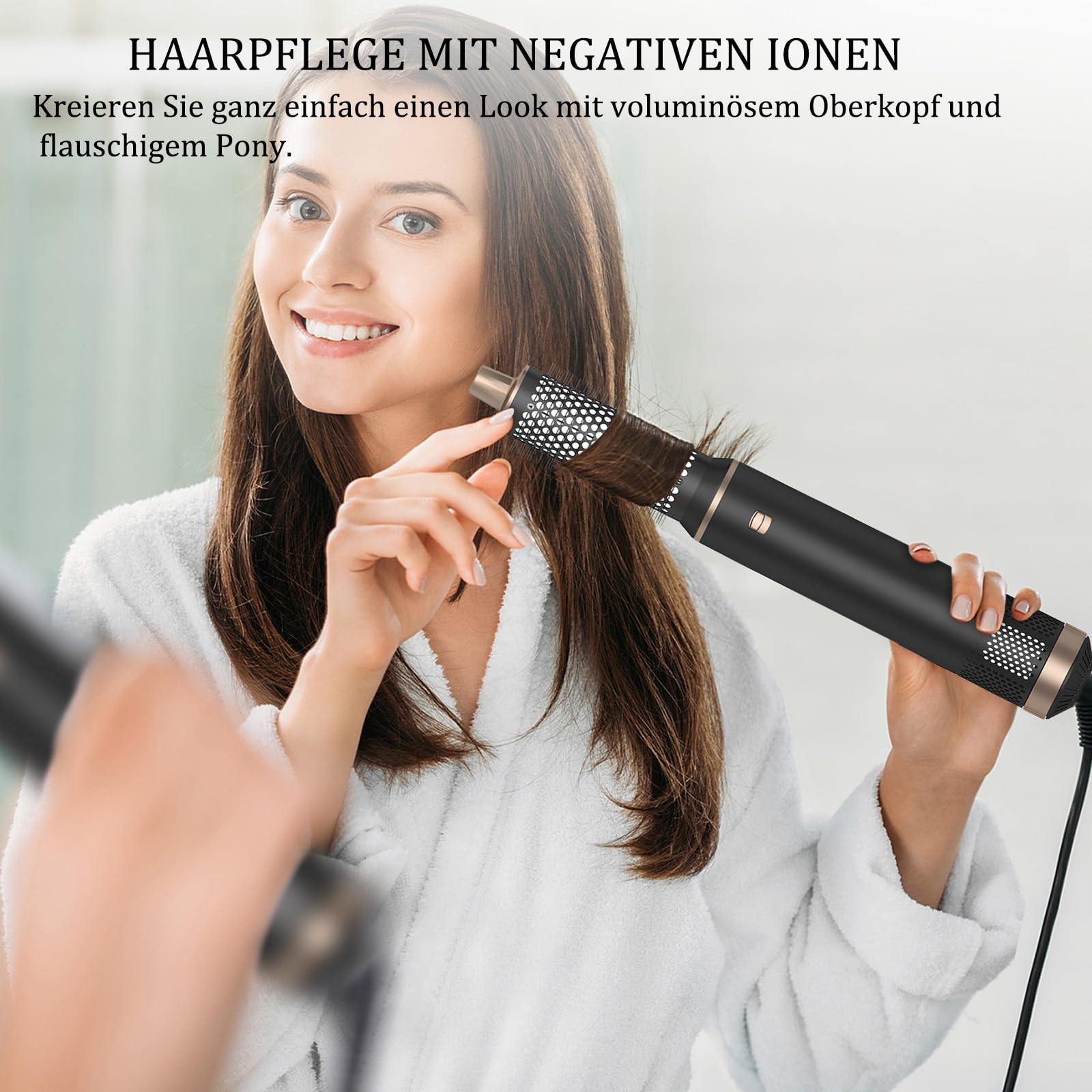 Airstyler 5 in 1 Hairstyler Haarstyler, Föhnbürste mit haartrockner für Frauen, Warmluftbürste Airstyler mit Föhn, Glätten, Lockenstab Automatisch, Haarglätter, Rundbürstenföhn, Ionen Air Styler
