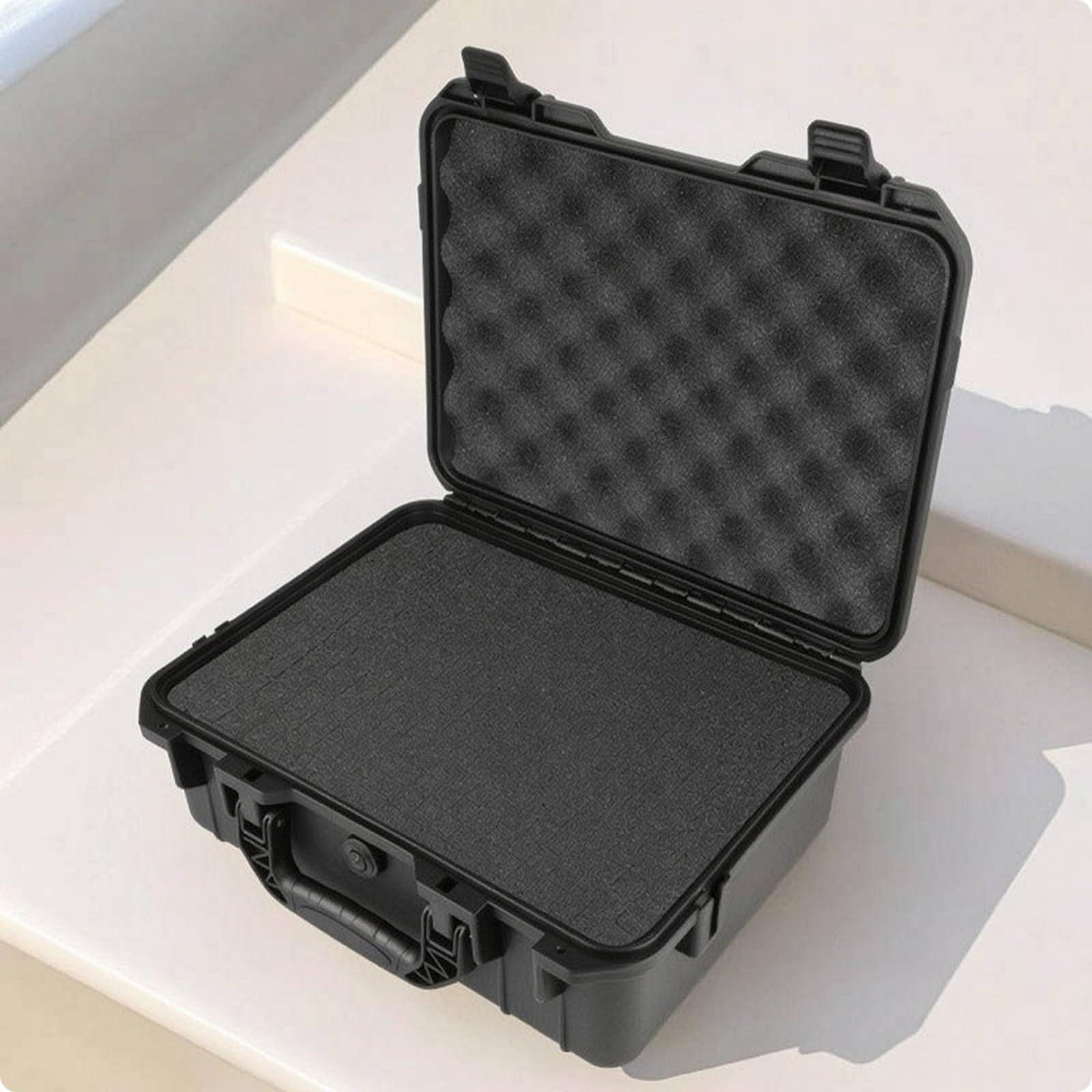 Maletín Rígido Plástico Sellado Caja Protectora con Asa Portátil Maletín con Válvula Presión para Técnicos, 9395B con Espuma De Rejilla