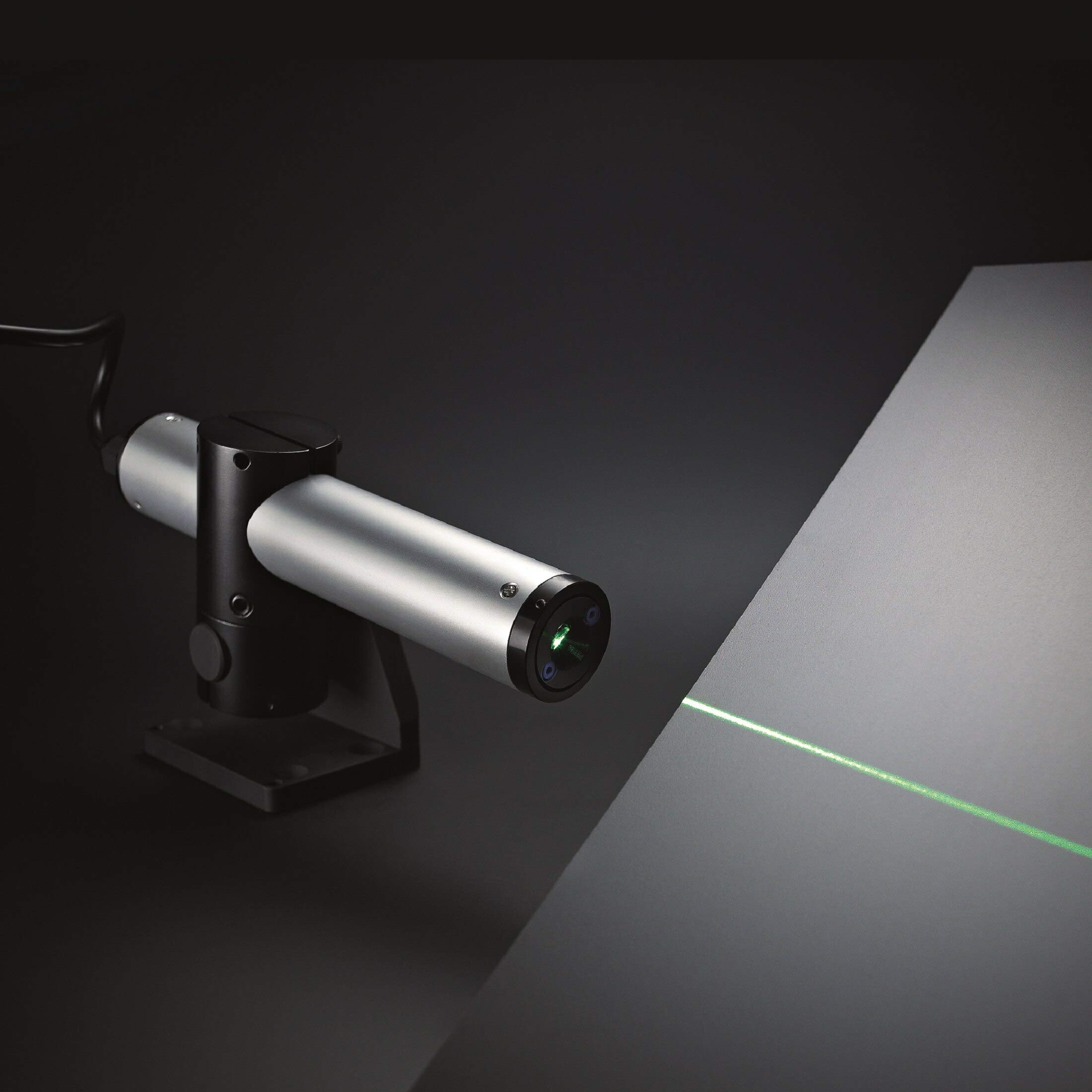 Positioning Laser Line Laser isolated Line Laser Module, green, 90 °, 532nm, 50mW, 24V, class 2M, incl. Mount, for positioning and alignment in wood and stone indust… - 70115628