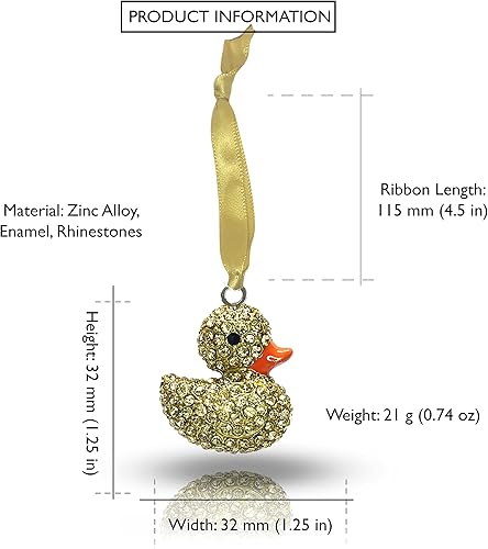 Miniatura 2 de Adorno navideño de cristal de pato de goma amarilla, adorno navideño de pato de goma brillante