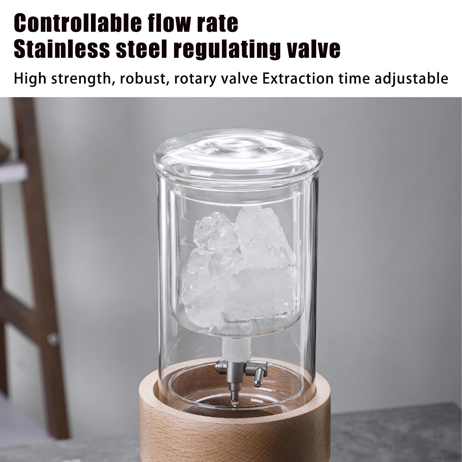 Ice Cold Brew, Cold Brew Dripper Cold Brew Coffee Maker, cafetera para extracción en frío, 500 ml, vidrio de borosilicato alto, extraíble, tasa de goteo ajustable, para cafetería, hogar, oficina