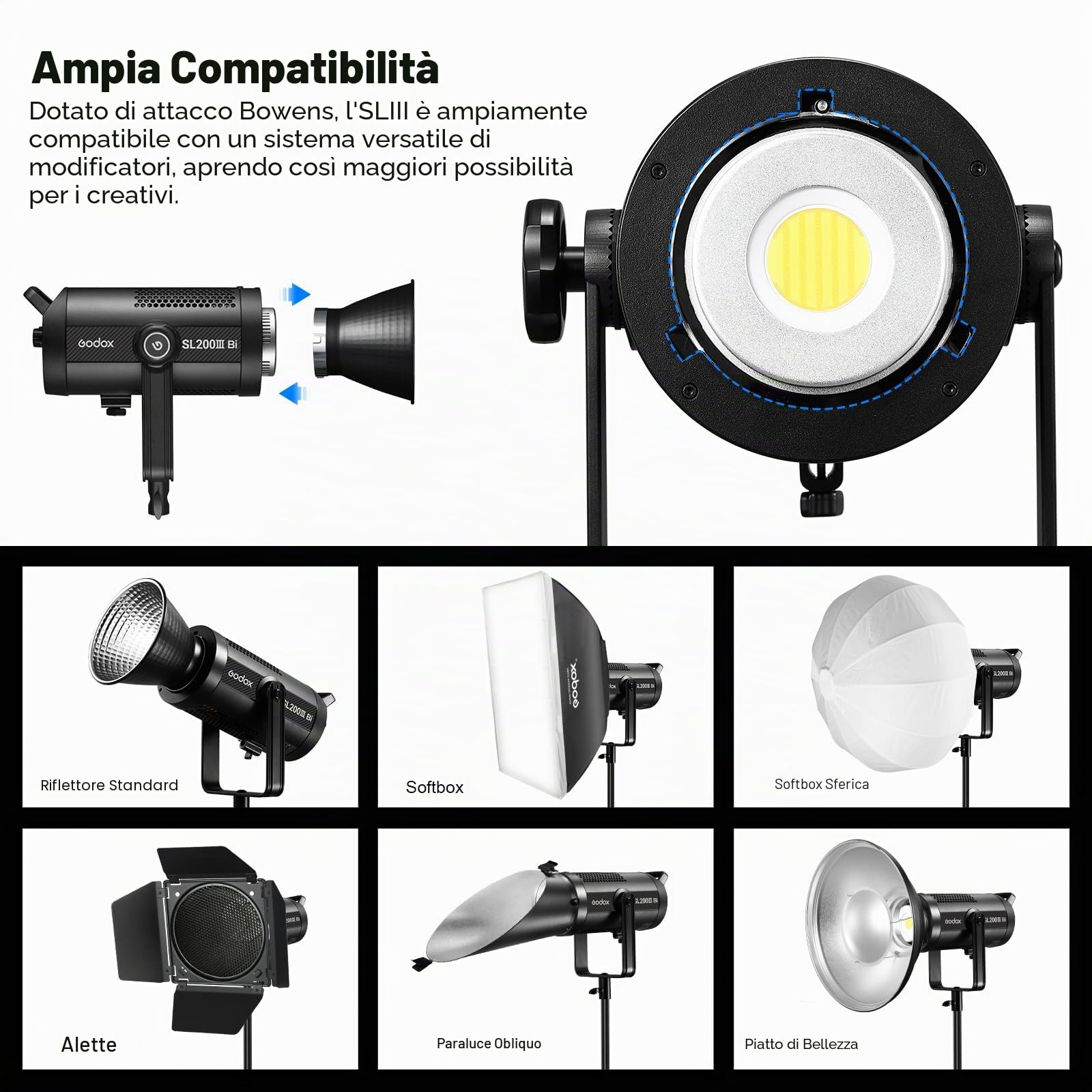 GODOX SL200IIIBi-Color LED Monolight luce fissa 160W/210W/330W 2800-6500K 80.400 Lux per Studio e Film TV Produzione