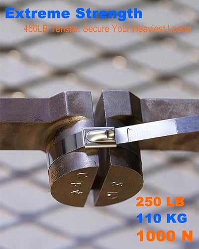 Miniatura 5 de Bridas de metal de 100 unidades, bridas de acero inoxidable 304 de 16 pulgadas, bridas de metal resistentes para envoltura de escape, lazos de