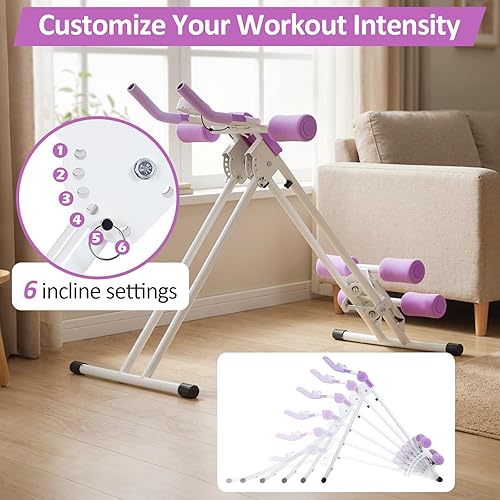 Miniatura 2 de GYMAX Máquina abdominal, equipo de entrenamiento abdominal de 440 libras con monitor LCD, inclinación ajustable y protección contra golpes,