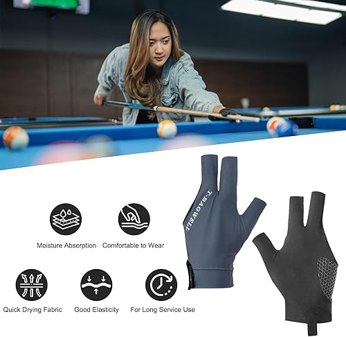 Miniatura 4 de Guante de piscina de 3 dedos para mano izquierda, 2 guantes de billar, accesorios para tacos de piscina, accesorios para tirador Carom Pool Snooker