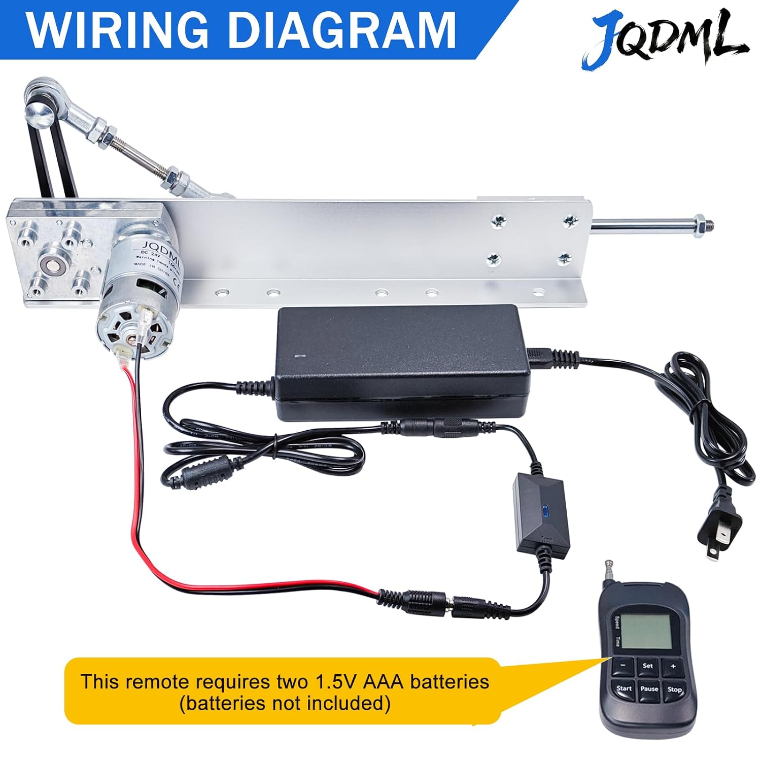 JQDML Reciprocating Linear Actuator with Timing & Speed Remote Controller