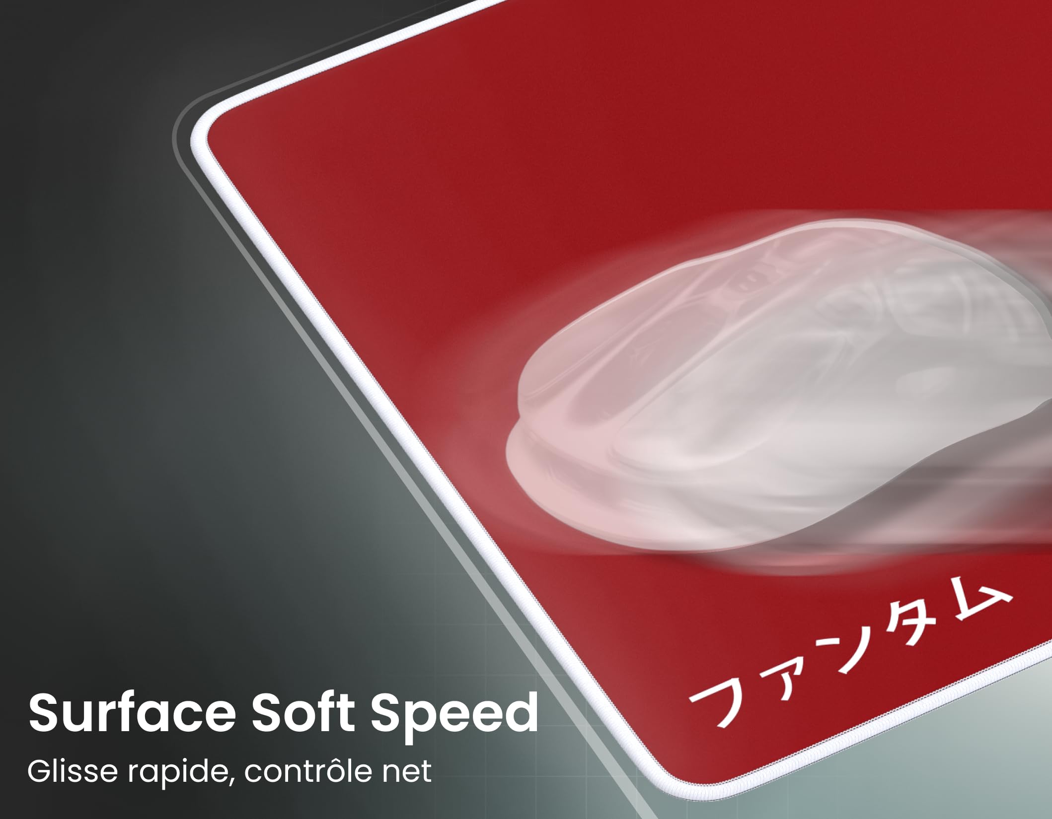 Phantum Prism - Tapis de Souris Gaming XXL 900x400 mm - Surface en Microfibre Hydrophobe Haute Performance - Base Caoutchouc Antidérapante - Soft Speed & Contrôle Précis (Red)