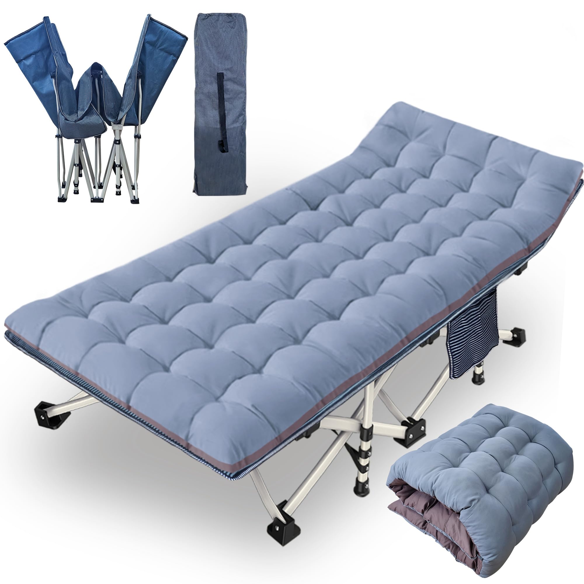 NESDCC Oversize XXL Camping Cot with Comfortable Mattress for Adults Extra Wide Cots for Sleeping with Carry Bag Folding Cot Camping Bed 79" L x 32" W