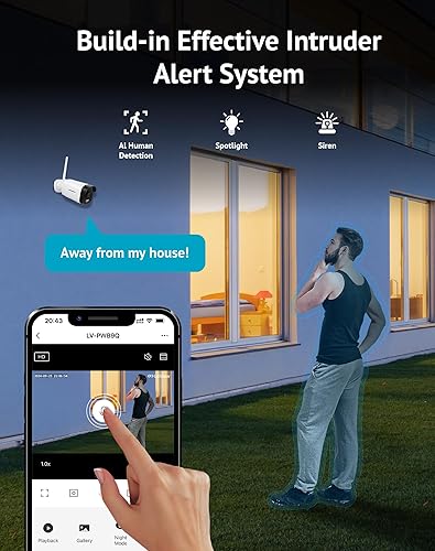Miniatura 5 de LaView Cámaras de seguridad para exteriores 3K 5MP HD, cámaras para seguridad en el hogar con detección humana AI, IP65 impermeable, conversación de
