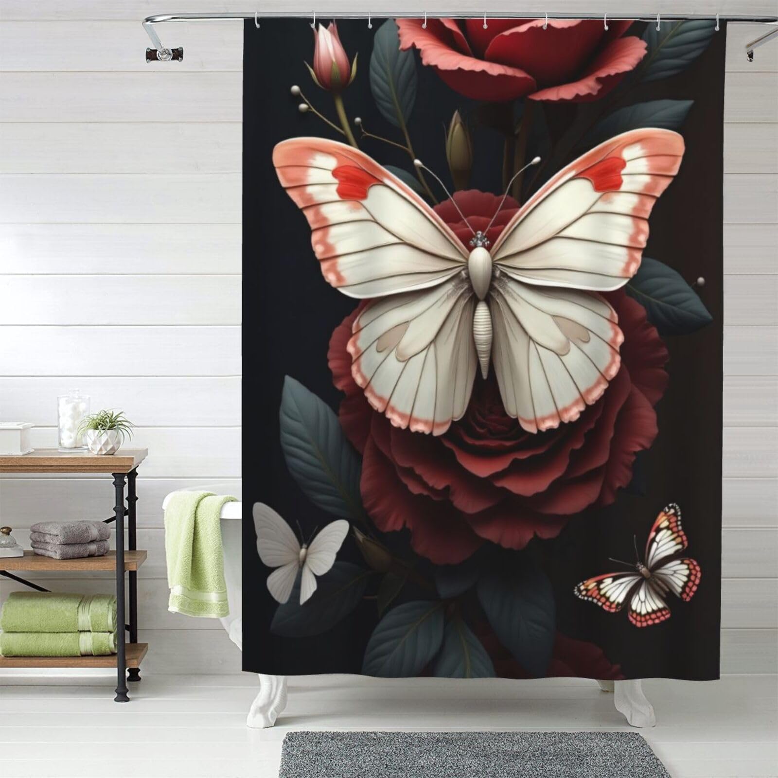 Rideau de douche bouquet de papillons pour créer une ambiance nature