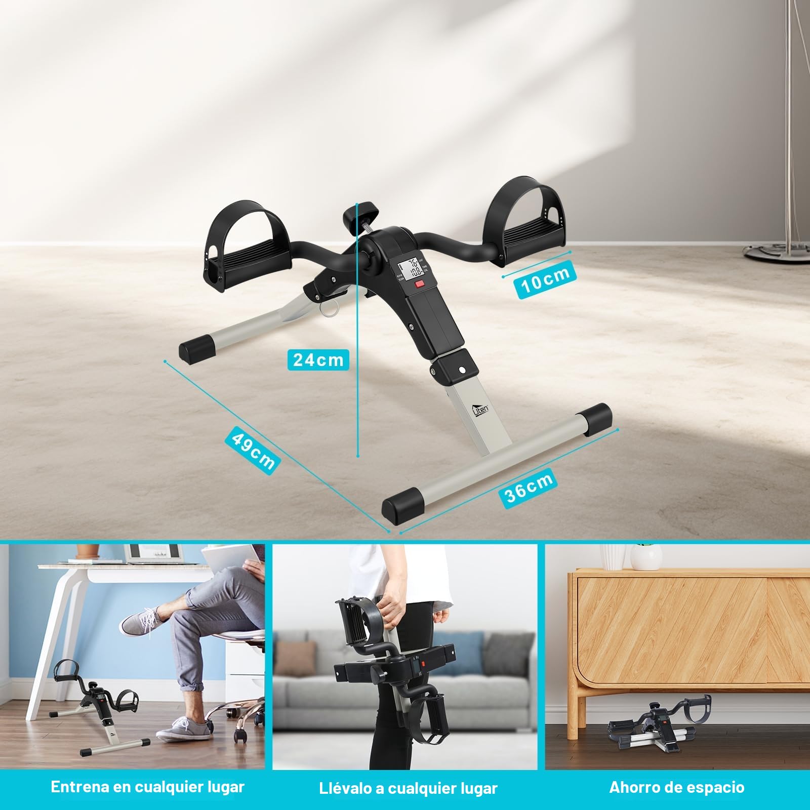 Uten Mini Pedal de Ejercicio Estaticos para Bicicleta de Ejercicio para Brazos y Piernas con Pantalla LCD y Resistencia Ajustable, Ciclo de Resistencia en Interiores Bicicleta de Ejercicio