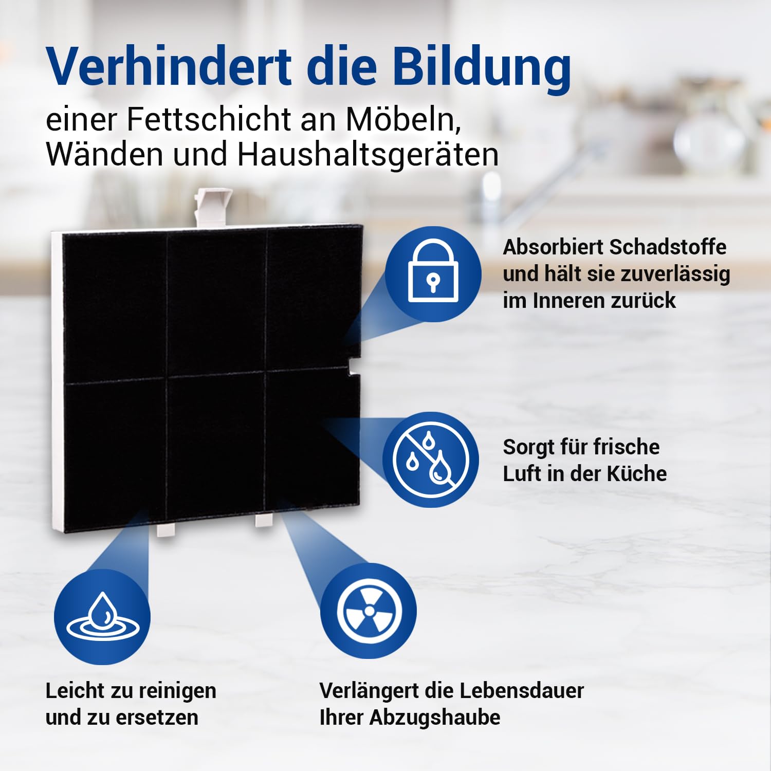 VIOKS Aktivkohle Dunstabzug Filter SET 3x Aktivkohlefilter Abluft 255x265mm Ersatz für Balay 00361047 Dunstabzugshaube Bosch Junker Matte Cooker Hood Dunstfilter Abzugshaube