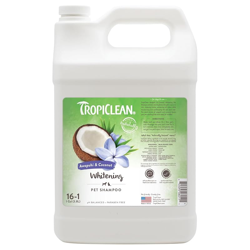 Shampoo Clareador para Cães TropiClean Awapuhi & Coconut para Todos os Tipos de Pelagem 3,785 L