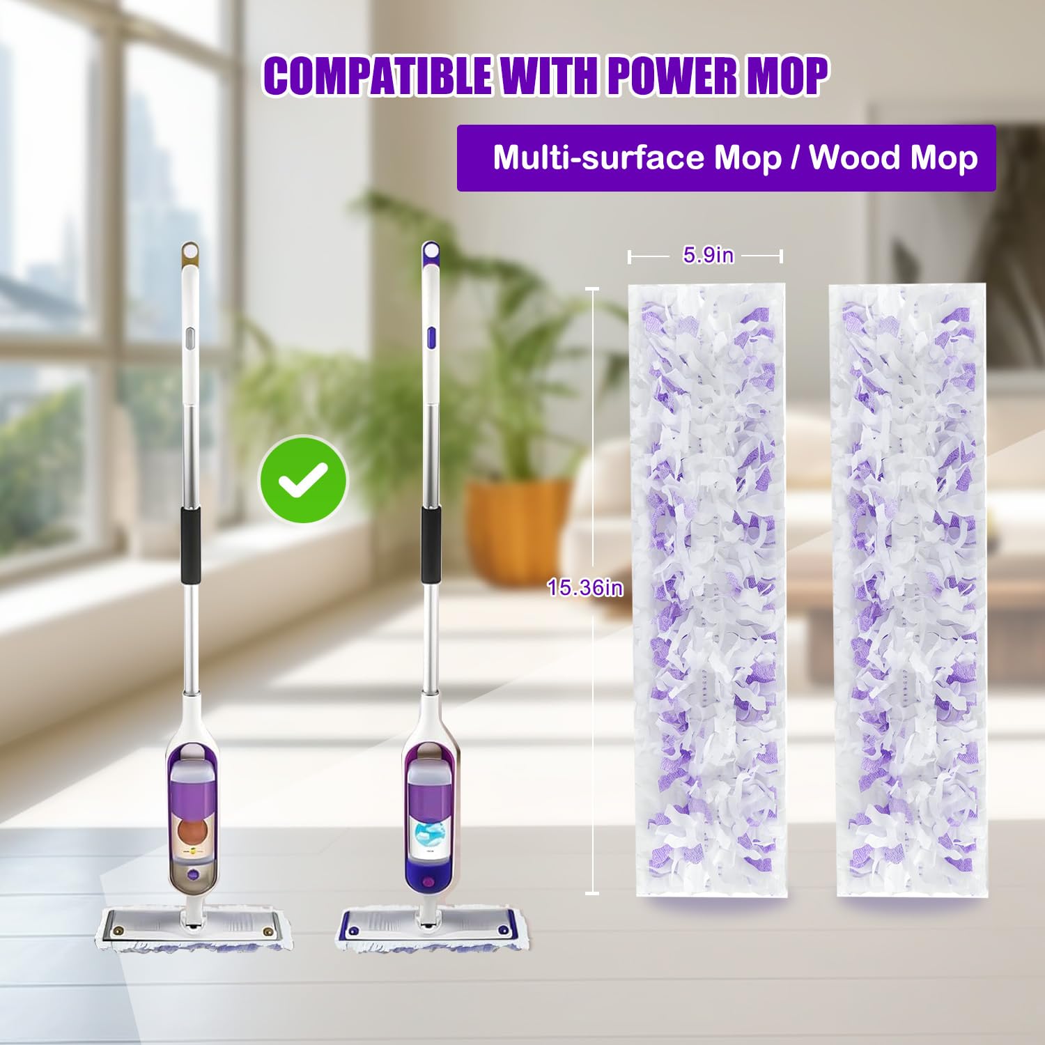 Repuesto para Swiffer PowerMop Multi-Surface Mop, almohadillas desechables Swiffer Power Mop para limpieza de suelos, paquete de 25.