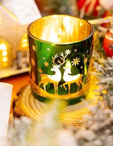 Miniatura 8 de Portavelas votivas de cristal de Navidad, 6 portavelas para velas de té de Navidad, portavelas para centro de mesa de Navidad, decoración de mesa,